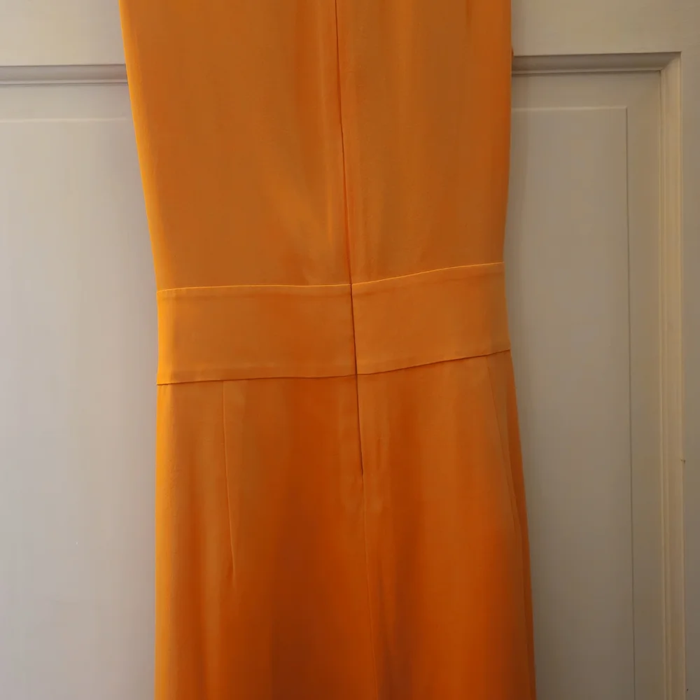 Sleeveless Orange Wrap Dress with Waist Tie - Picture 5 of 5